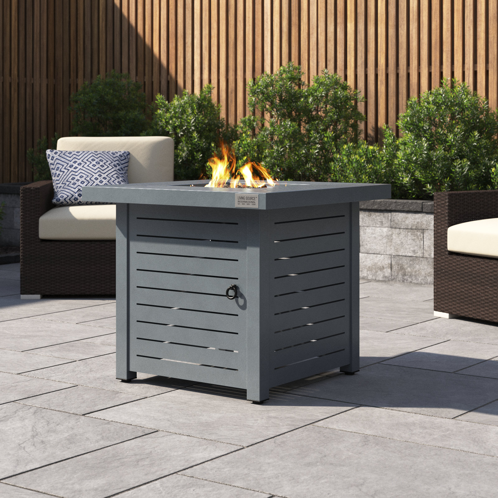 Wade Logan Tariffville 25" H Steel Outdoor Fire Pit Table with Lid